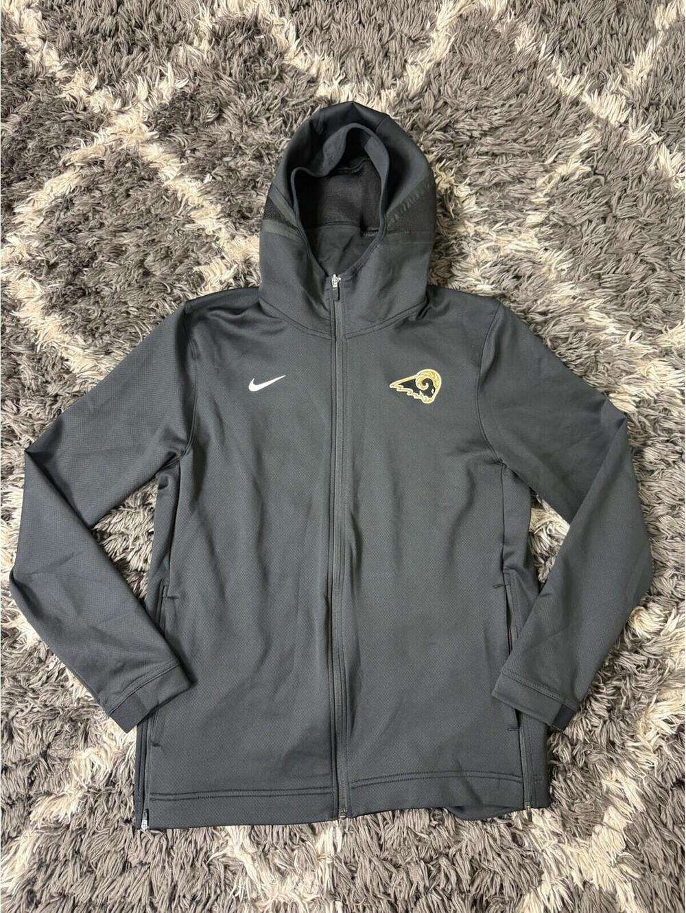 Nike Tech Rams Jacket Men’s Large Dri Fit Black Full Zip Windbreaker